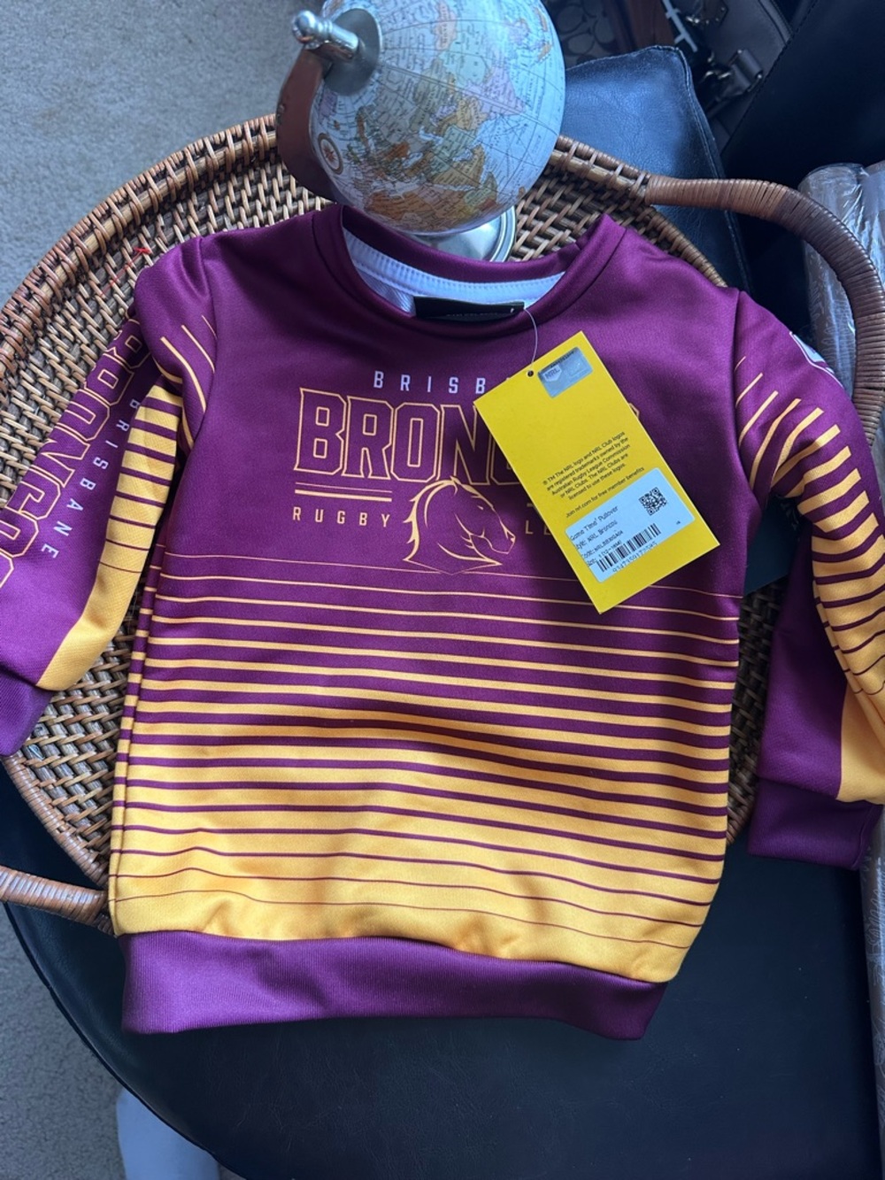 NRL Brisbane Broncos Kids Maroon & Gold Rugby Game Time Sweatshirt 12-18M New